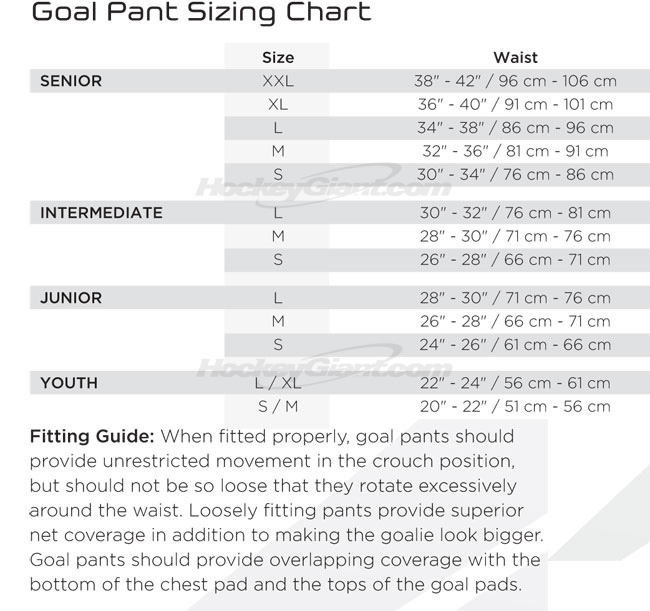 Goalie pad size: Goalie Leg Pad Sizing Chart (by Brand & Age)
