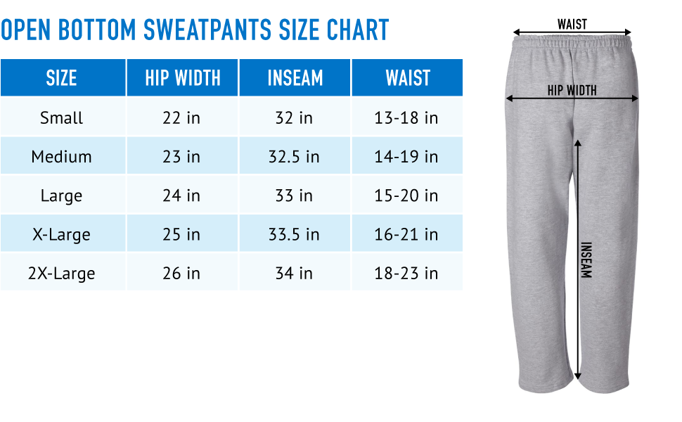 Sweatpants Size Chart Mens