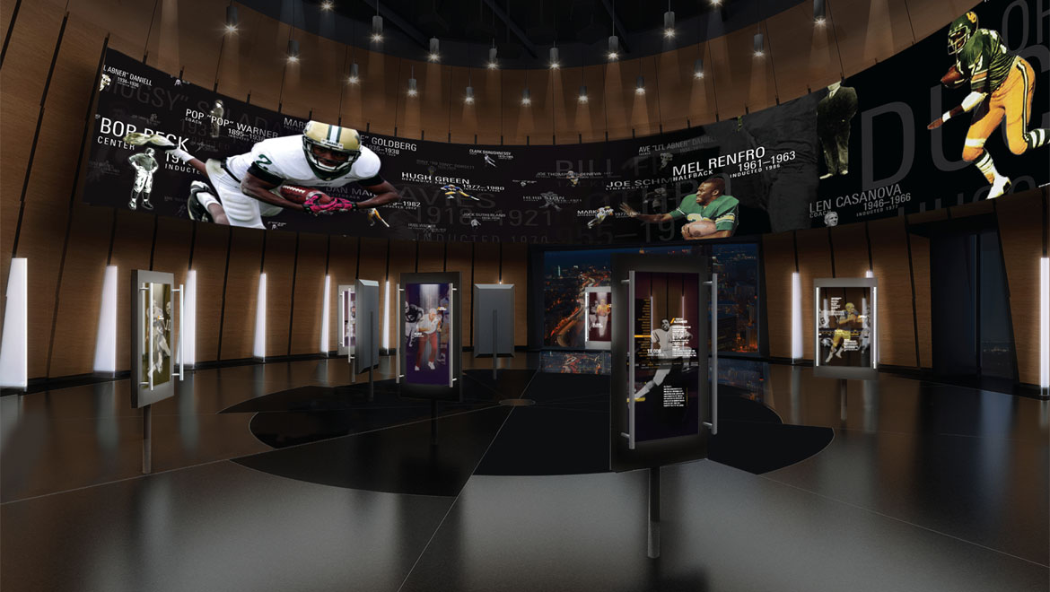 Hall of fame tiny. Зал славы NFL. Зал славы американского футбола. Интерактивный музей. Американский интерактивный музей.