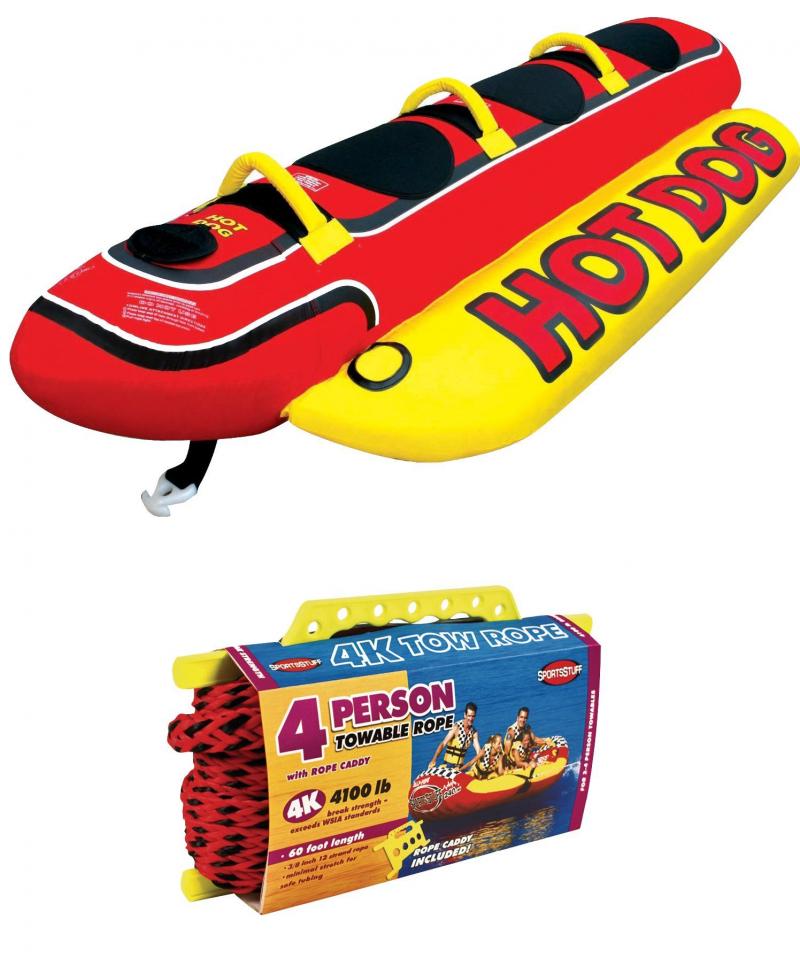 Ready To Get Wet With A 3-Person Inflatable Ride This Summer. Try An Airhead Hot Dog Towable