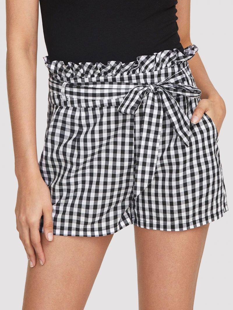 Trendy Summer Shorts Plaid Prints and Pockets for Women