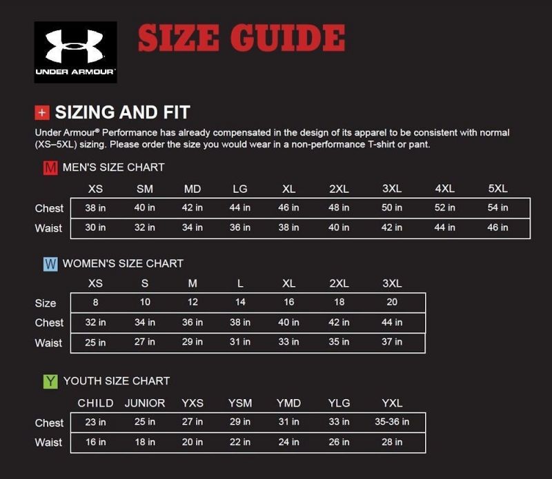 Under Armour Size  Fit Guide Charts for Youth Mens Womens  Goalie Sizes