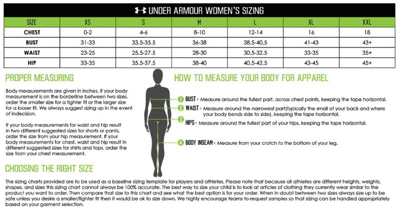 Under Armour Size  Fit Guide Charts for Youth Mens Womens  Goalie Sizes