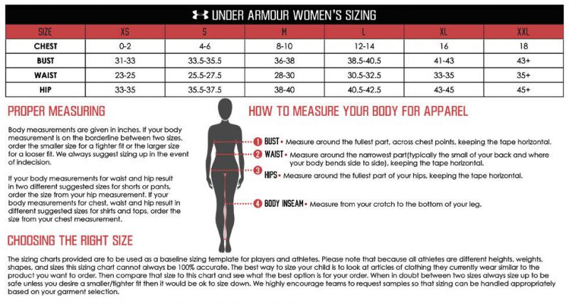 Under Armour Size  Fit Guide Charts for Youth Mens Womens  Goalie Sizes